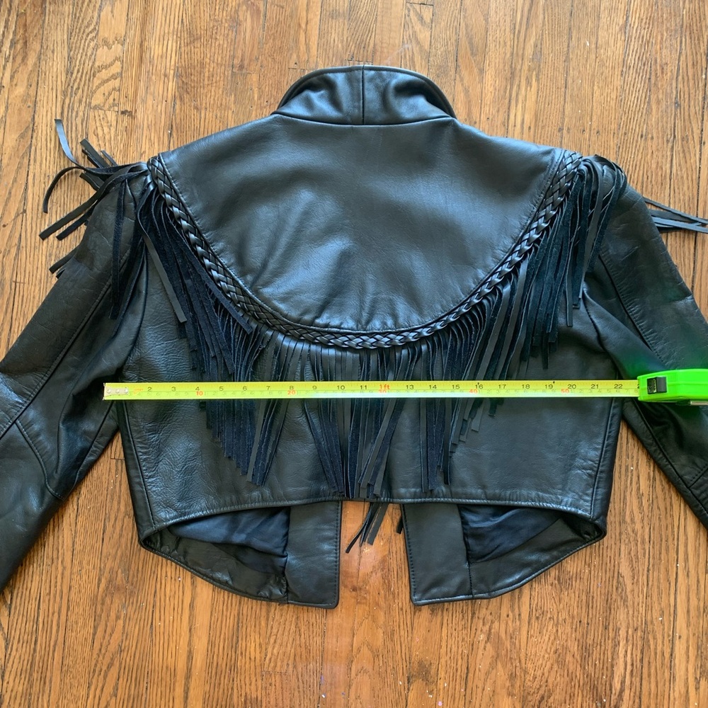 Vintage Black Fringe Leather Cropped Jacket - Women - Picture 13 of 16